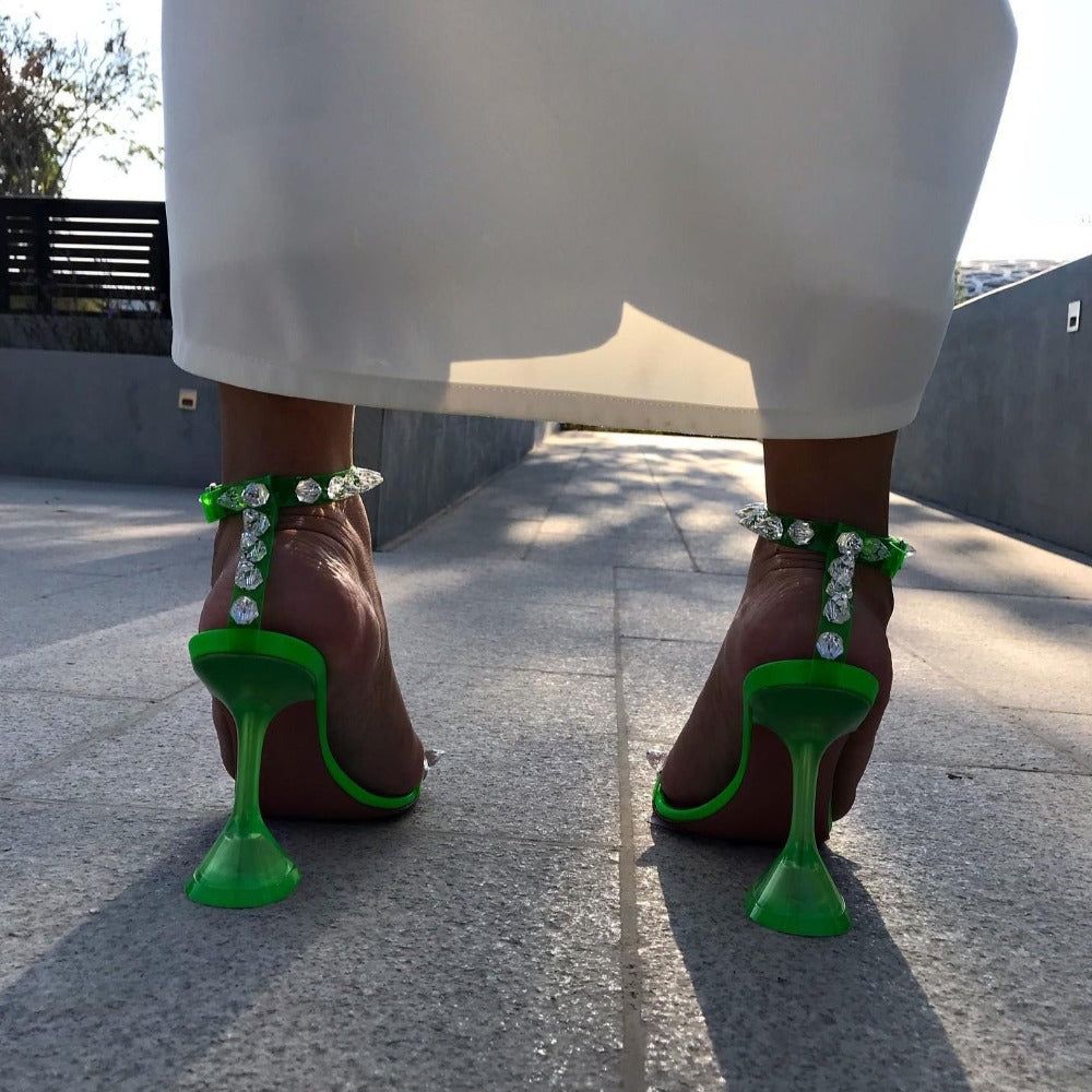 Showing Up Pyramid Heels Studded Sandals