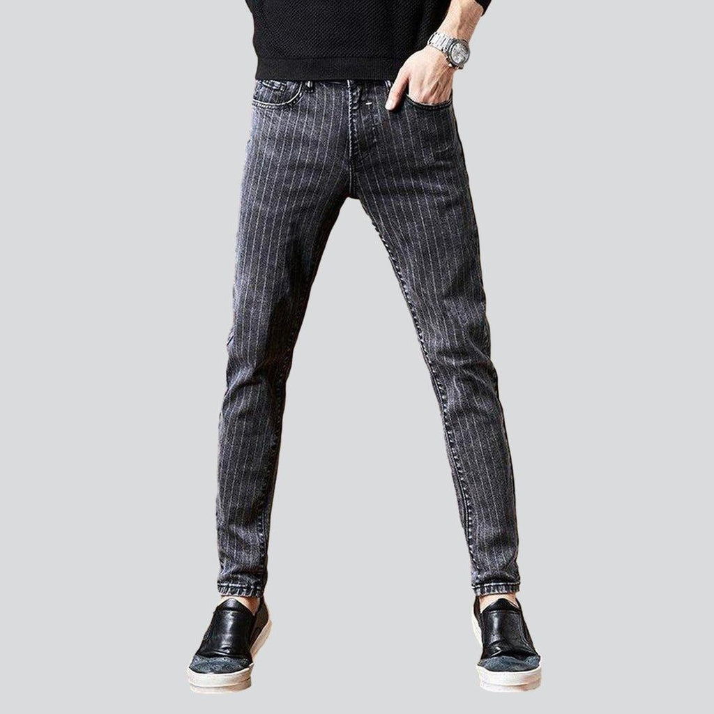 Striped grey jeans for men