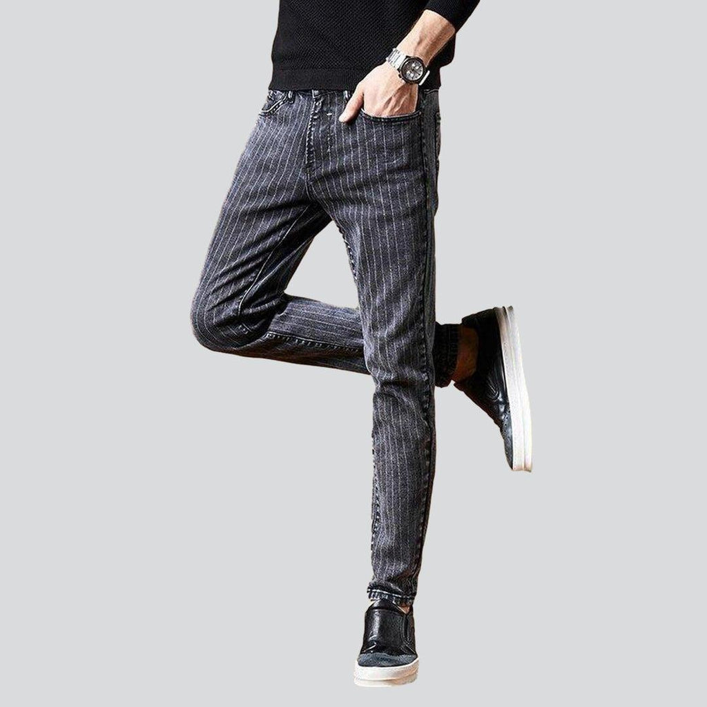 Striped grey jeans for men