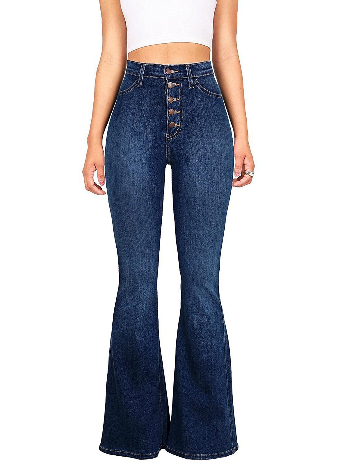 Slim Fitting High Waist Flare Jeans